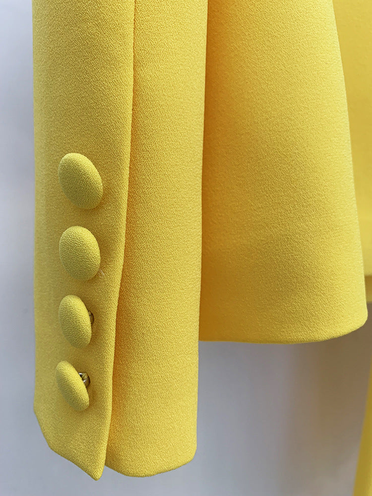 Flowering Girl Women Yellow Double Breasted Pantsuit