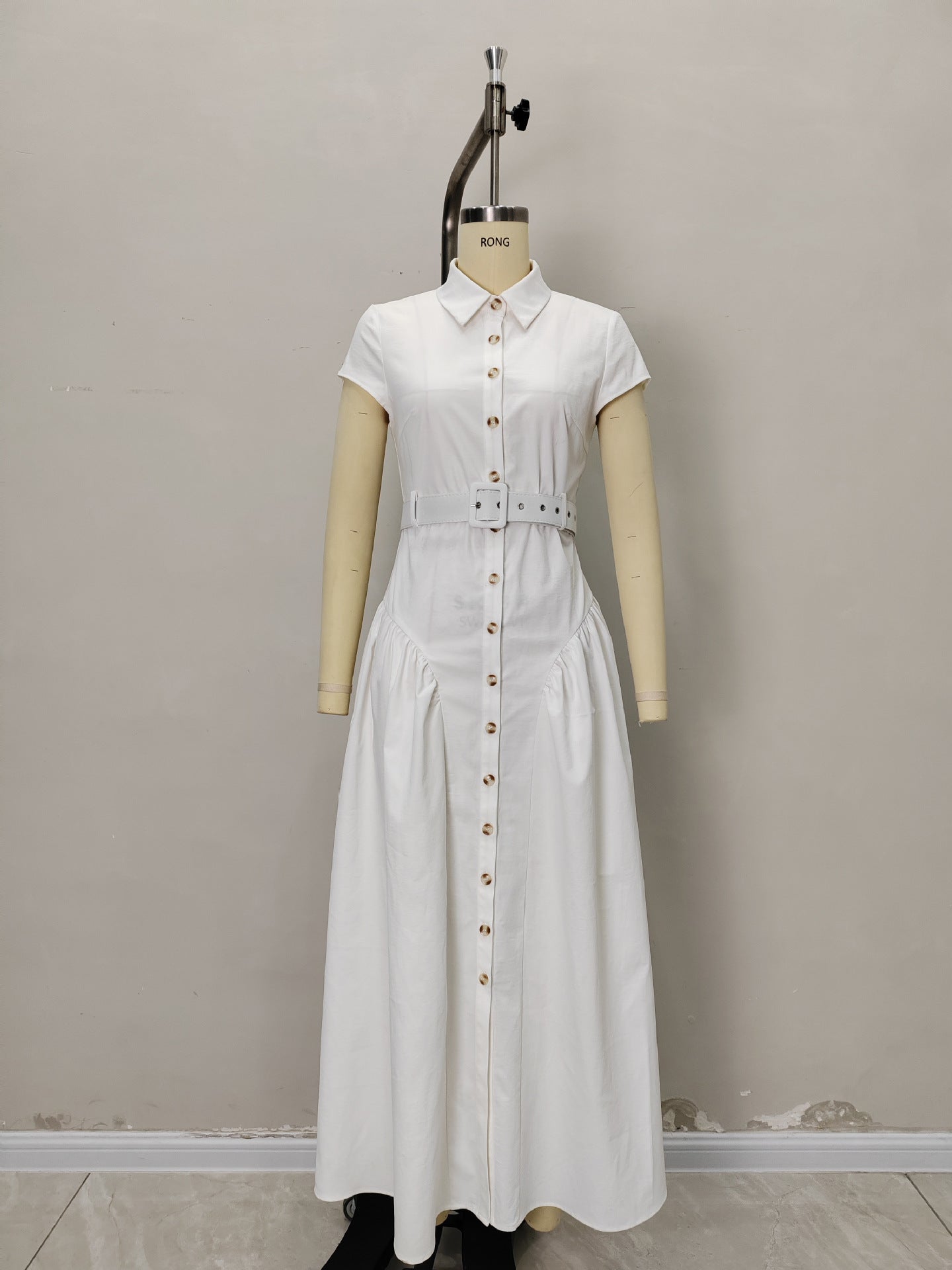 Flowering Girl Women Cap Sleeve Belted Shirt Maxi Dress
