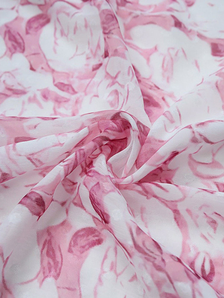 Pink Floral Printed Midi Dress