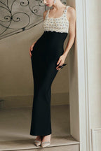 Flowering Girl Women Roberta Pearl Flower Rhinestone Maxi Dress In Black