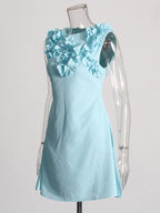 Flowering Girl Women floral embellished a-line mini dress in blue
