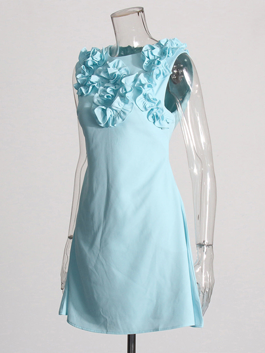 Flowering Girl Women floral embellished a-line mini dress in blue