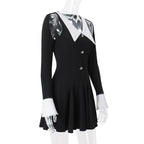 Flowering Girl Women two-tone hollow halter mini dress