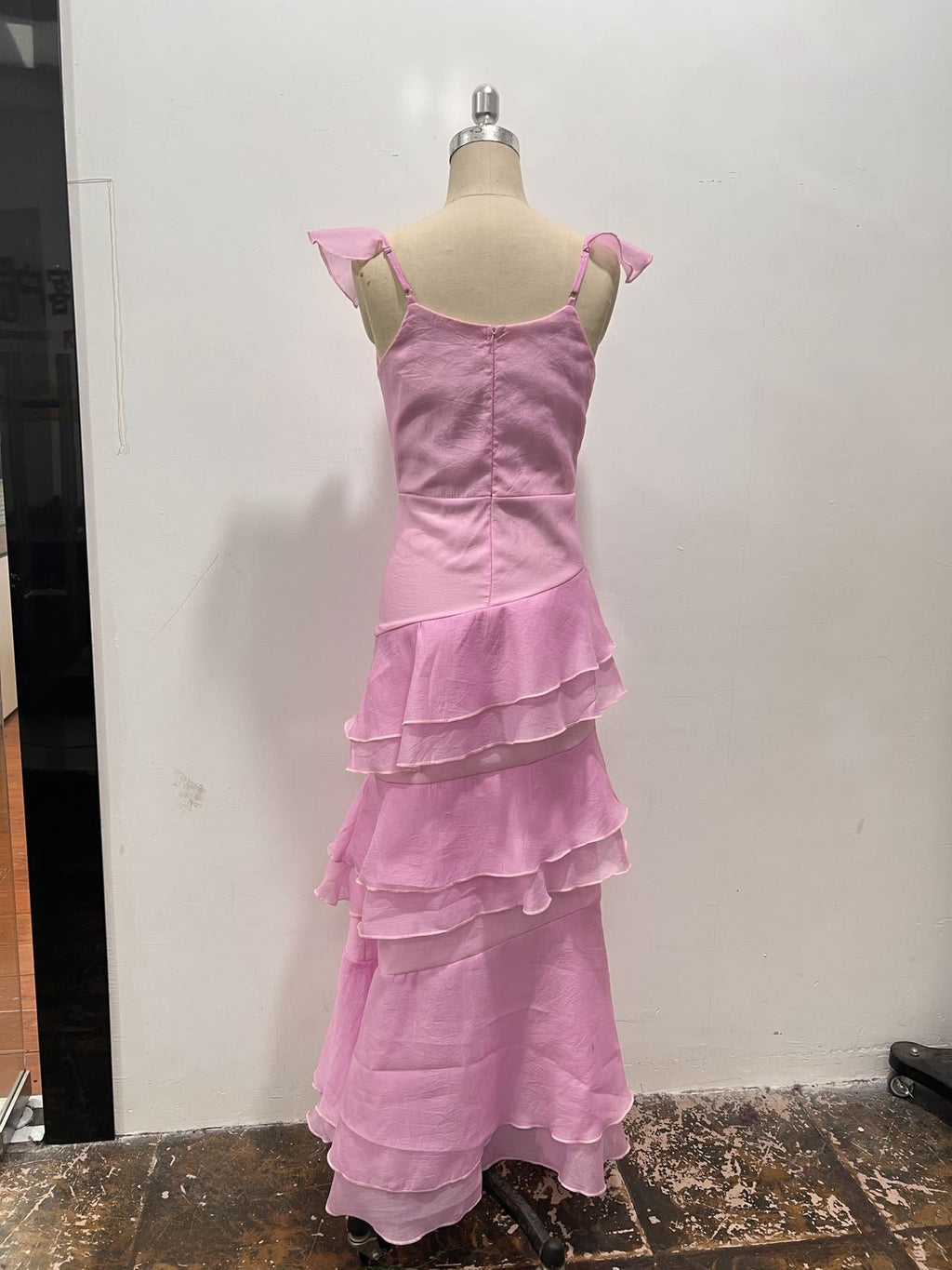 Flowering Girl Women Lucy Chiffon Ruffle Layered Midi Dress In Pink