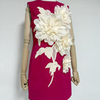 mandy 3d flower embellished Mini Dress in Black