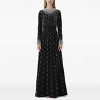 Flowering Girl Women white long sleeve beaded diamond maxi dress