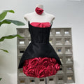Rose Flower Ruffled Floral Mini Dress In Red