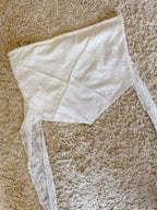 lace bow tie embroidered hollowed out irregular high-waist short strapless top with irregular edges