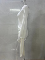 Flowering Girl Women white long sleeve knitted mini dress