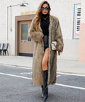 Flowering Girl Women verna V-neck long imitation fur coat