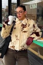 Flowering Girl Women leopard print fur coat