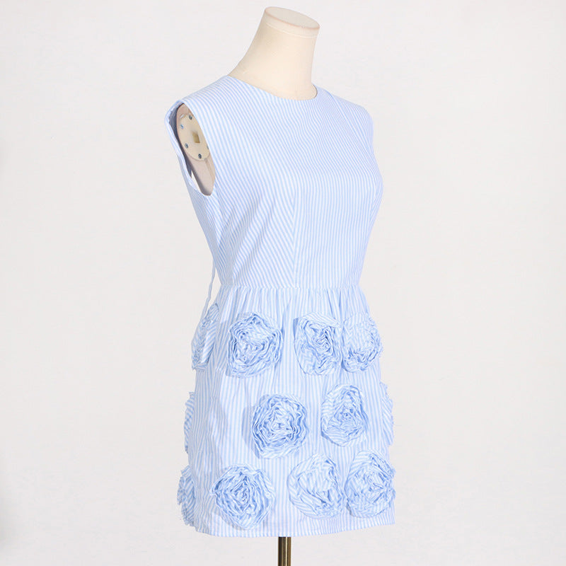 Flowering Girl Women xaviera rose applique mini dress in blue