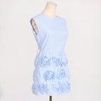 Flowering Girl Women xaviera rose applique mini dress in blue