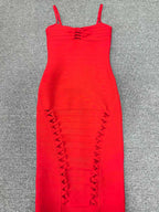 nancy hollow Bandage Maxi Dress in red