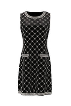 amanda Black-white plaid diamond sleeveless mini dress