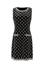 Amanda Black-White Plaid Diamond Sleeveless Mini Dress