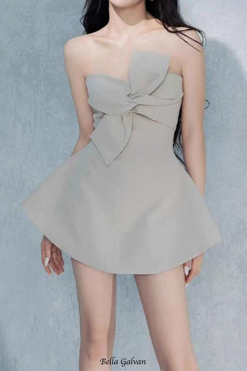 Flowering Girl Women alberta bowknot strapless mini dress in camel