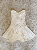 Flowering Girl Women mesh knit irregular strapless mini dress with shorts as lining