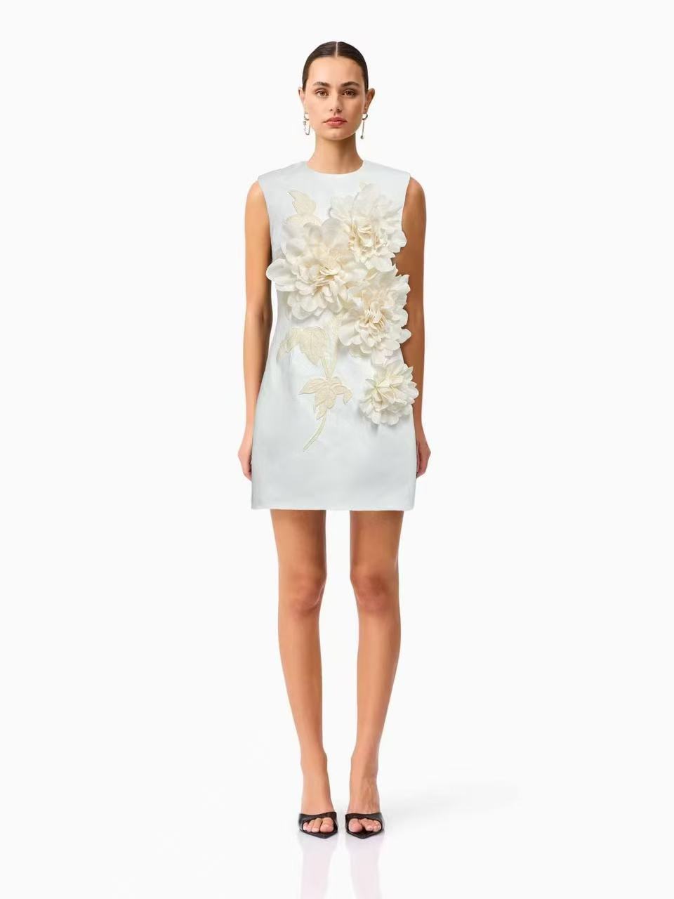 Flowering Girl Women Mandy 3d Flower Embellished Mini Dress In Black