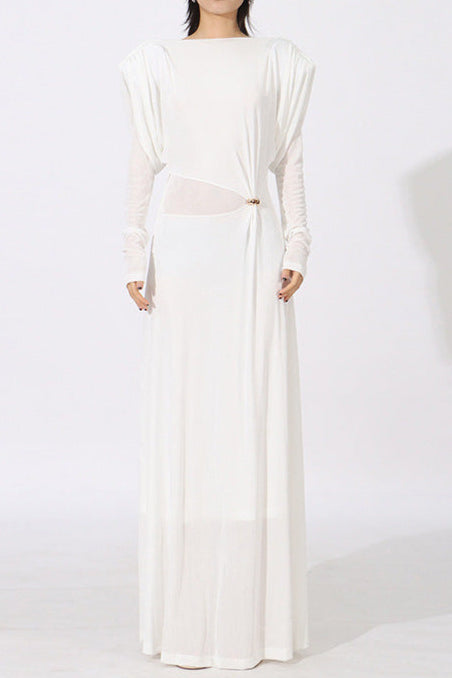 Flowering Girl Women Beryl Pleated Knitted Fabric Maxi Dress In White