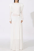 Flowering Girl Women Beryl Pleated Knitted Fabric Maxi Dress In White