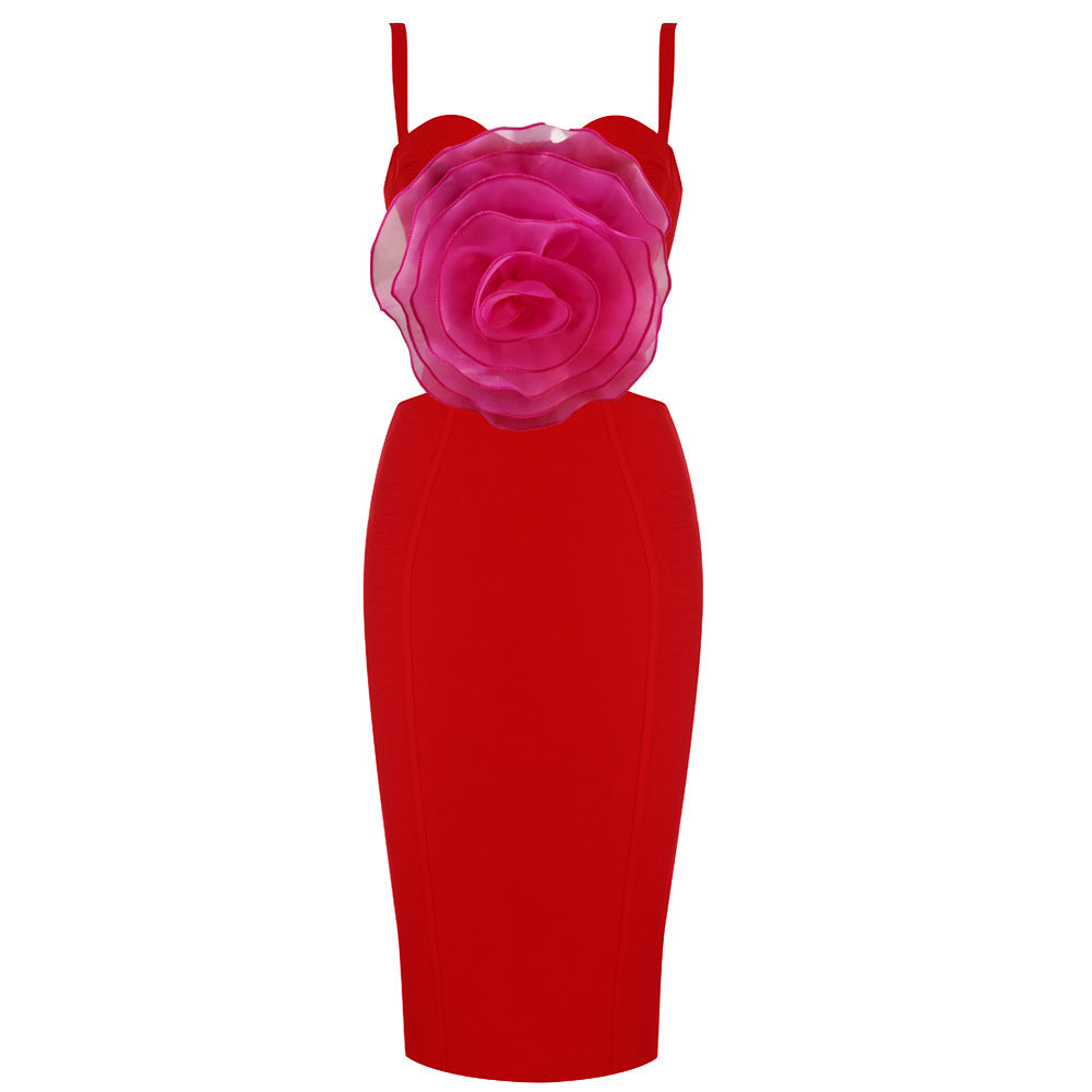 Flowering Girl Women Jacey Mesh Flower Bandage Midi Dress