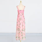 Flowering Girl Women xaviera pleated silk chiffon gown in pink