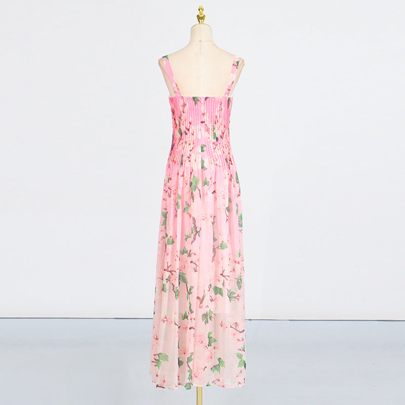 Flowering Girl Women xaviera pleated silk chiffon gown in pink