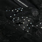Flowering Girl Women diamond three-dimensional flower jumpsuit in black