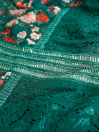 French retro green floral dress, high-end royal sister dress, dress skirt, light luxury, niche high-end long skirt women
