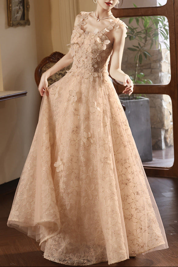 Sabina Apricot French Strapless Minimalist Fairy-Style Evening Gown maxi dress