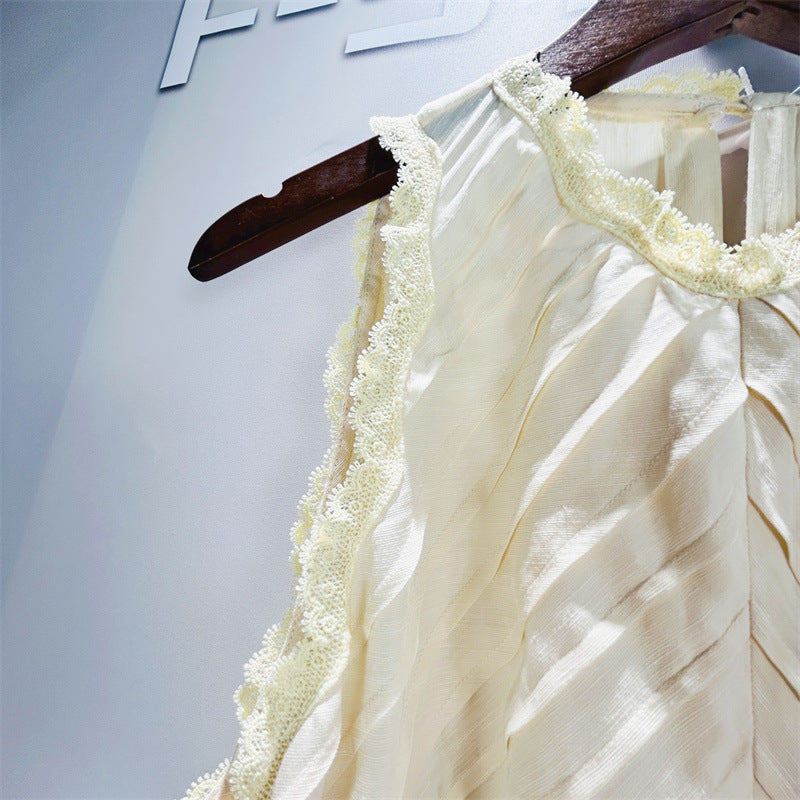 Flowering Girl Women Sleeveless Lace Detail Maxi Dress In Light Yellow