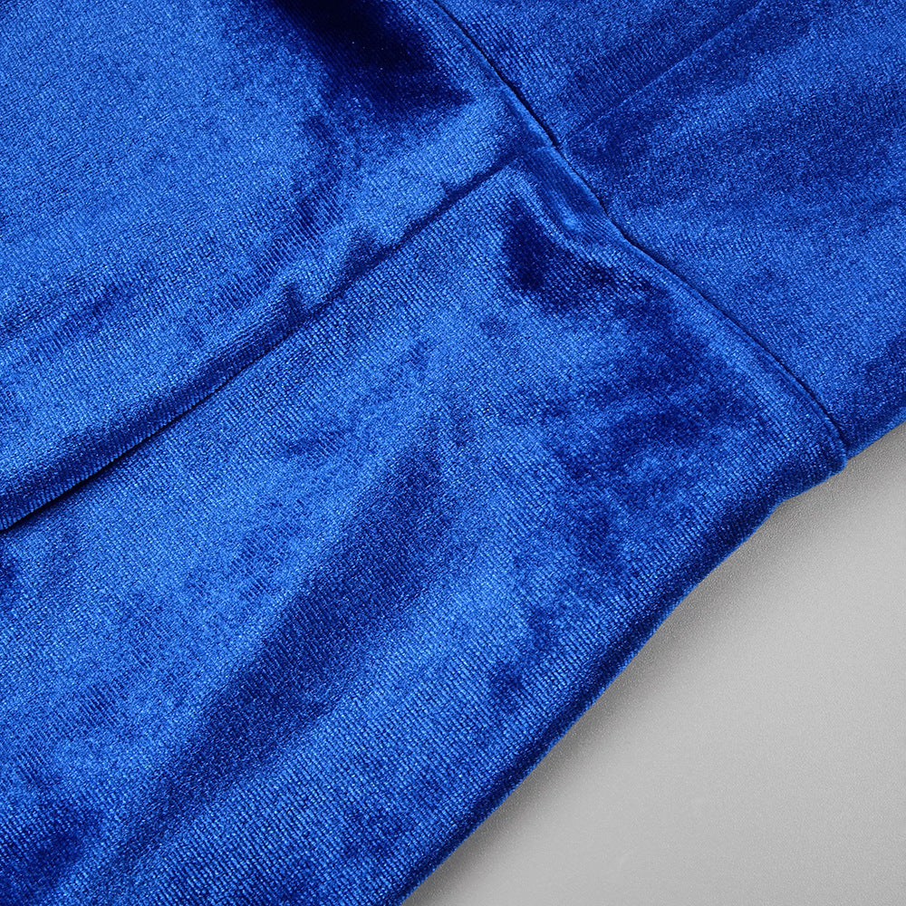 Flowering Girl Women josephine off-shoulder velvet sash gown in blue
