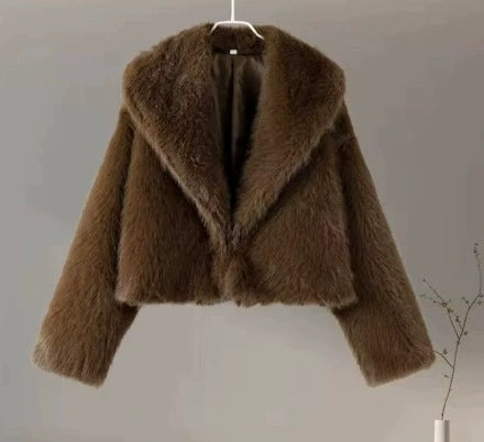 Flowering Girl Women fox fur imitation fur cropped jacket