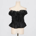 Flowering Girl Women print ruffle trim top in black