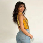Off Shoulder Camisole Vest Irregular Fringed Halterneck Top