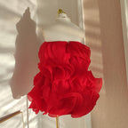 Flowering Girl Women Verna Multi-Layered 3d Pleated Mini Dress In Red