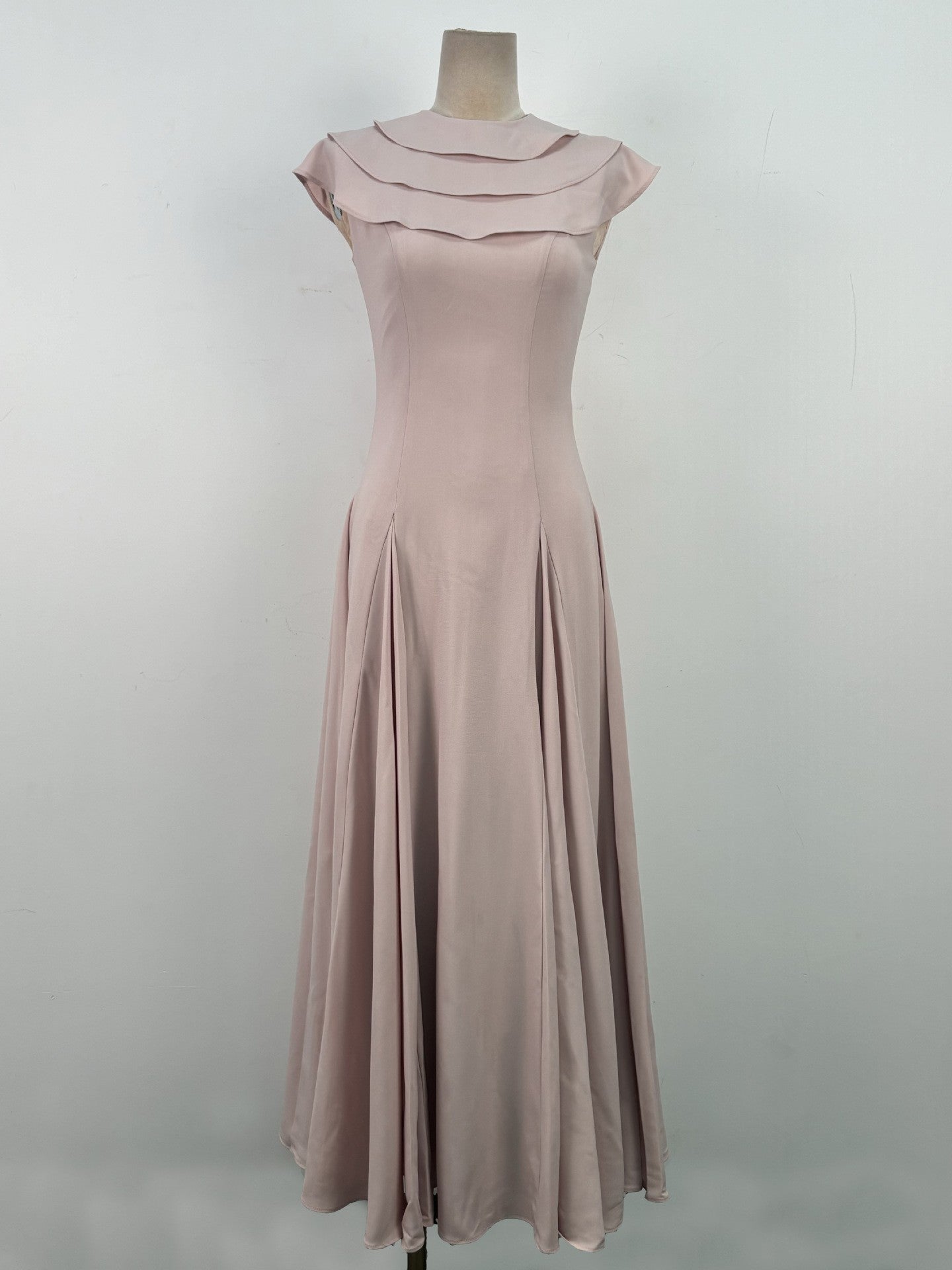 Flowering Girl Women A-Line Jewel Neck Viscose Ankle Maxi Dress In Beige