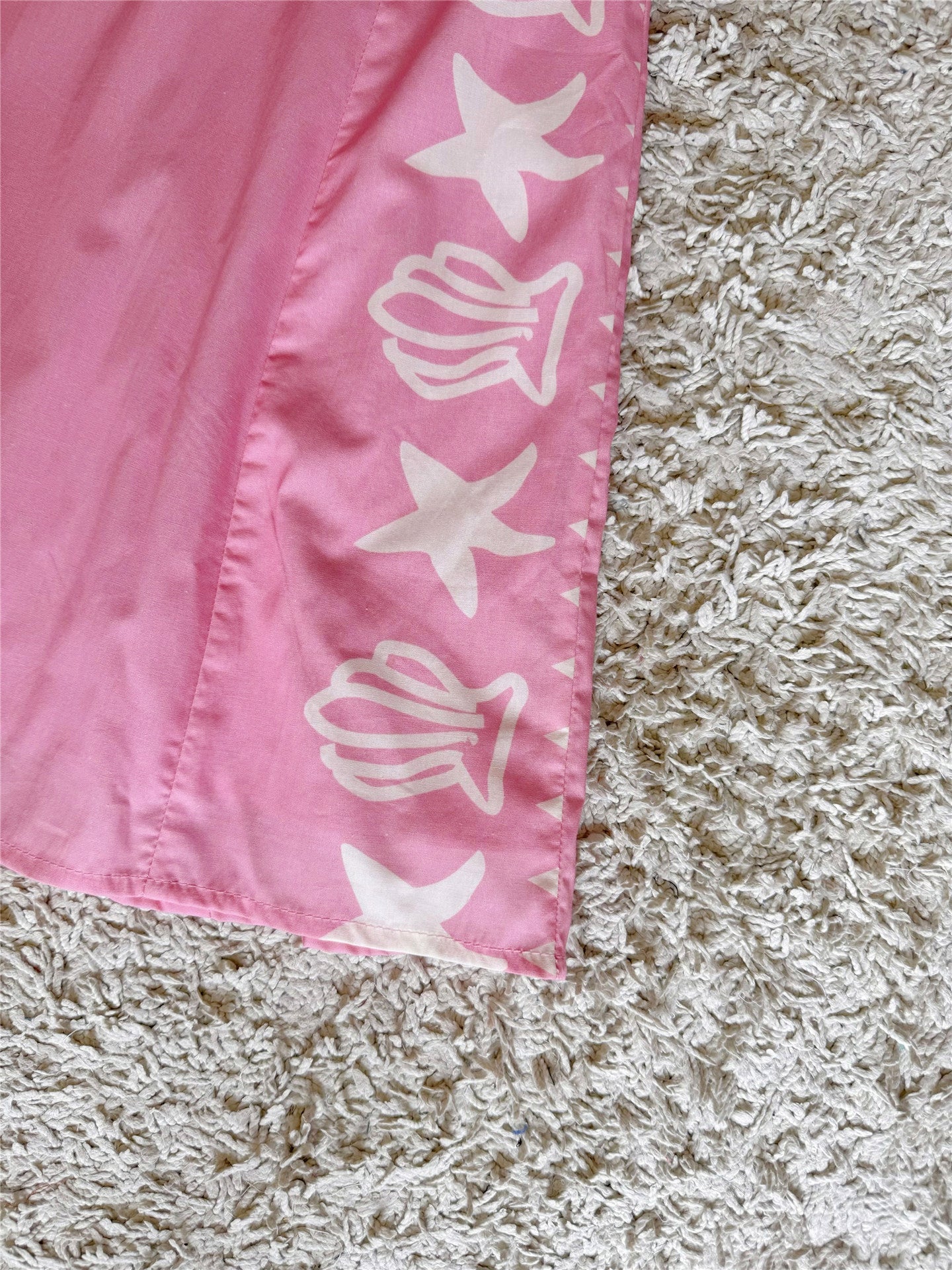 sea star shell print pink V-neck backless short dress
