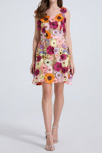 Flowering Girl Women georgia 3d Floral Lace mini Dress in apricot