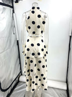 Flowering Girl Women polka dot print halterneck sleeveless top skirt set