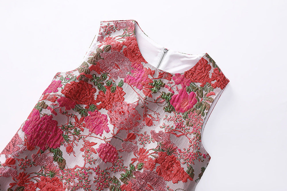 Flowering Girl Women Hilary Multicolor Floral Embroidery Sleeveless Mini Dress