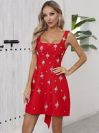 adora Sleeveless Diamond Bow Bandage Mini Dress in red