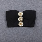 Flowering Girl Women 3D Flower Embellished Set In Black