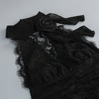 Flowering Girl Women Hulda Cotton Lace Hollow Maxi Dress In Black
