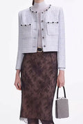 Flowering Girl Women Zenobia Pale Blue Beaded Embellished Tweed Jacket
