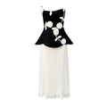 Strapless 3D Rose Appliqué Peplum Maxi Dress