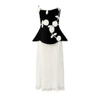 Strapless 3D Rose Appliqué Peplum Maxi Dress