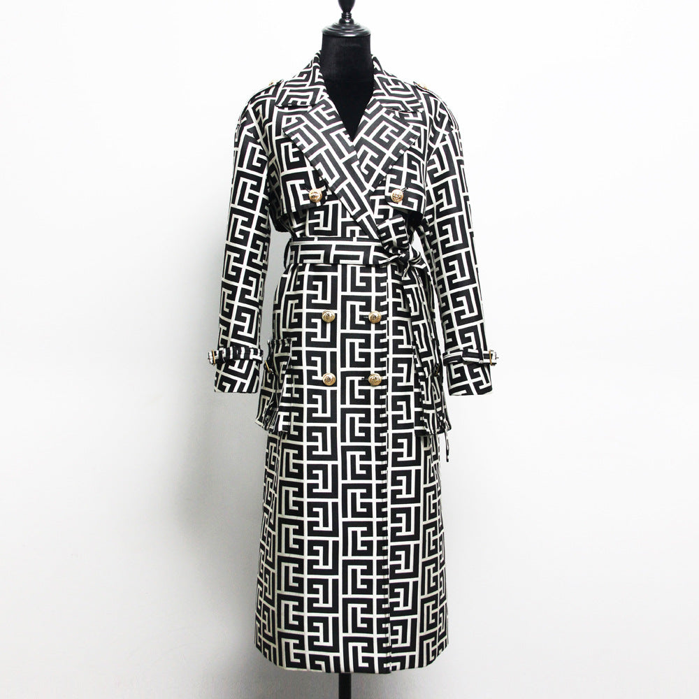 Flowering Girl Women black monogrammed trench coat