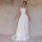 Lydia White French Satin Strapless maxi Train Welcome Gown